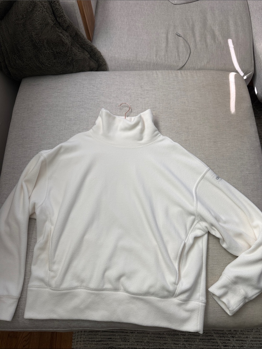 ALO Yoga Cream Fleece Oversized Funnel Neck Pullover